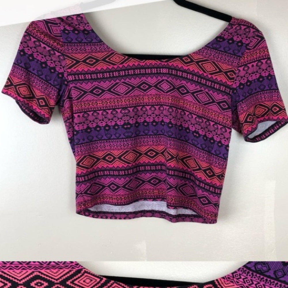 Bethany Mota Purple Aztec Boho Crop Top